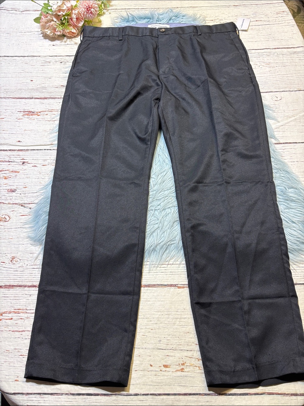 NWT Amazon Essentials Black Trousers Dress Pants sz 40x30